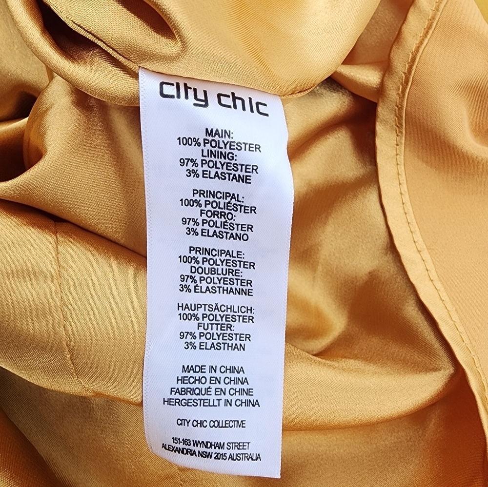 City Chic Rippled Love Off Shoulder Golden Mustard Draped Dress New‎ Size 16 - Picture 11 of 13
